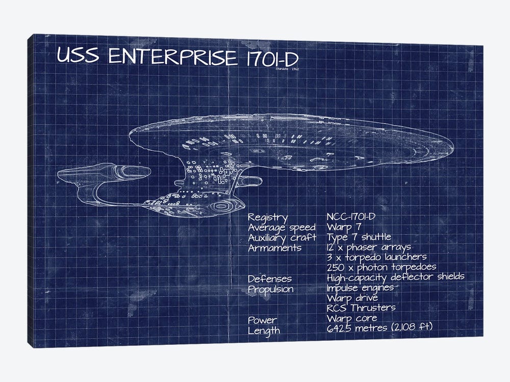 USS Enterprise NCC 1701-D by FisherCraft 1-piece Canvas Art Print
