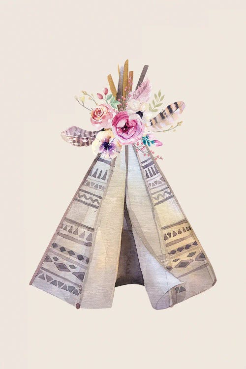 Bohemian Flowered Teepee by FisherCraft wall art