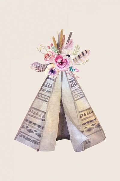 Feathers: Bohemian Flowered Teepee by FisherCraft