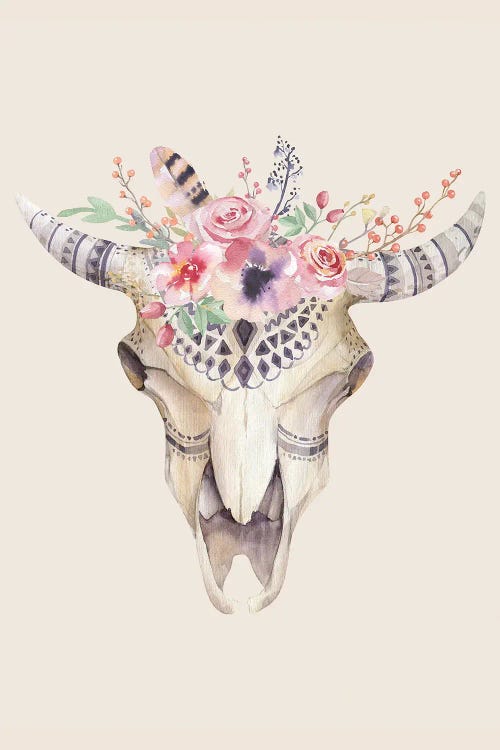 Bohemian Flowered Cattle Skull