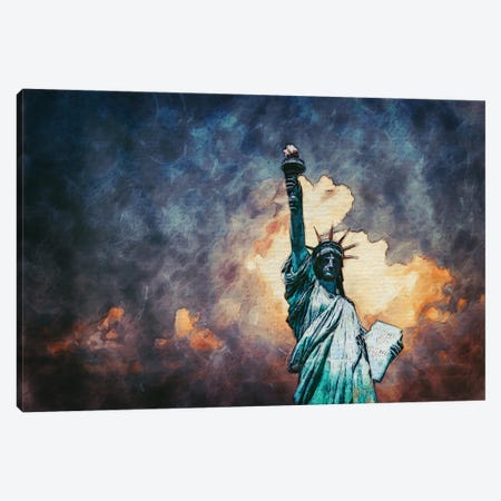 NYC Statue Of Liberty Canvas Print #FHC361} by FisherCraft Canvas Artwork