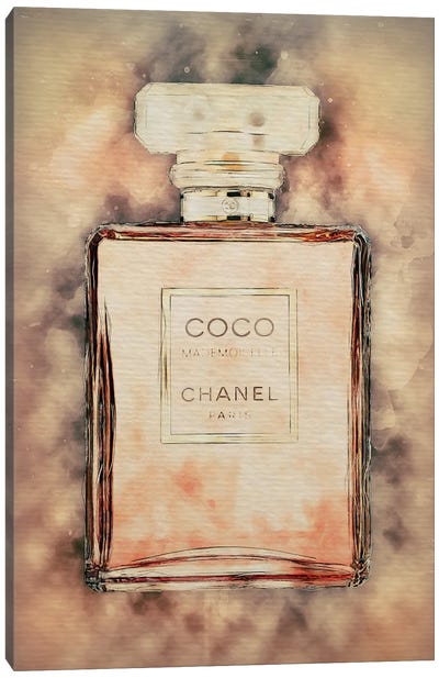 CoCo Chanel Canvas Art Print - Perfume Bottle Art