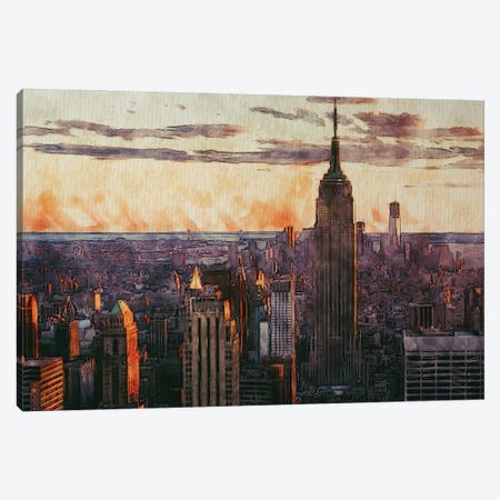 New York City Empire State Building Canvas Print #FHC385} by FisherCraft Art Print