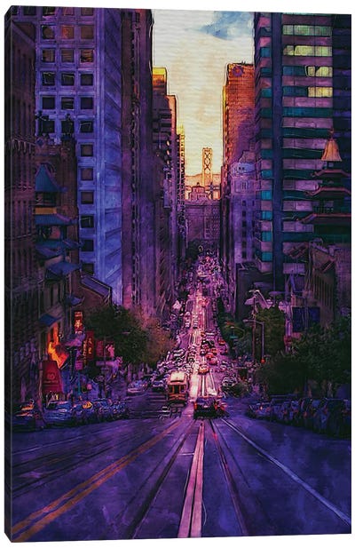 San Francisco Street Canvas Art Print - City Sunrise & Sunset Art