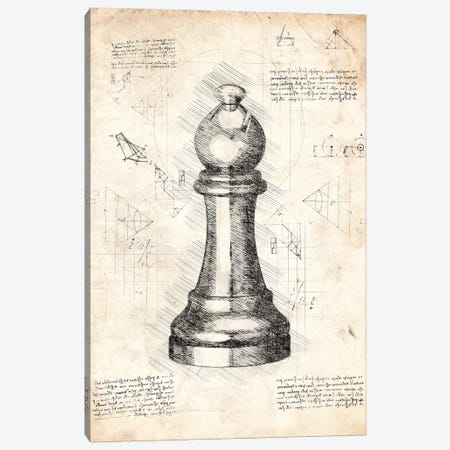 Da Vinci Chess Piece - Bishop Canvas Print #FHC402} by FisherCraft Art Print