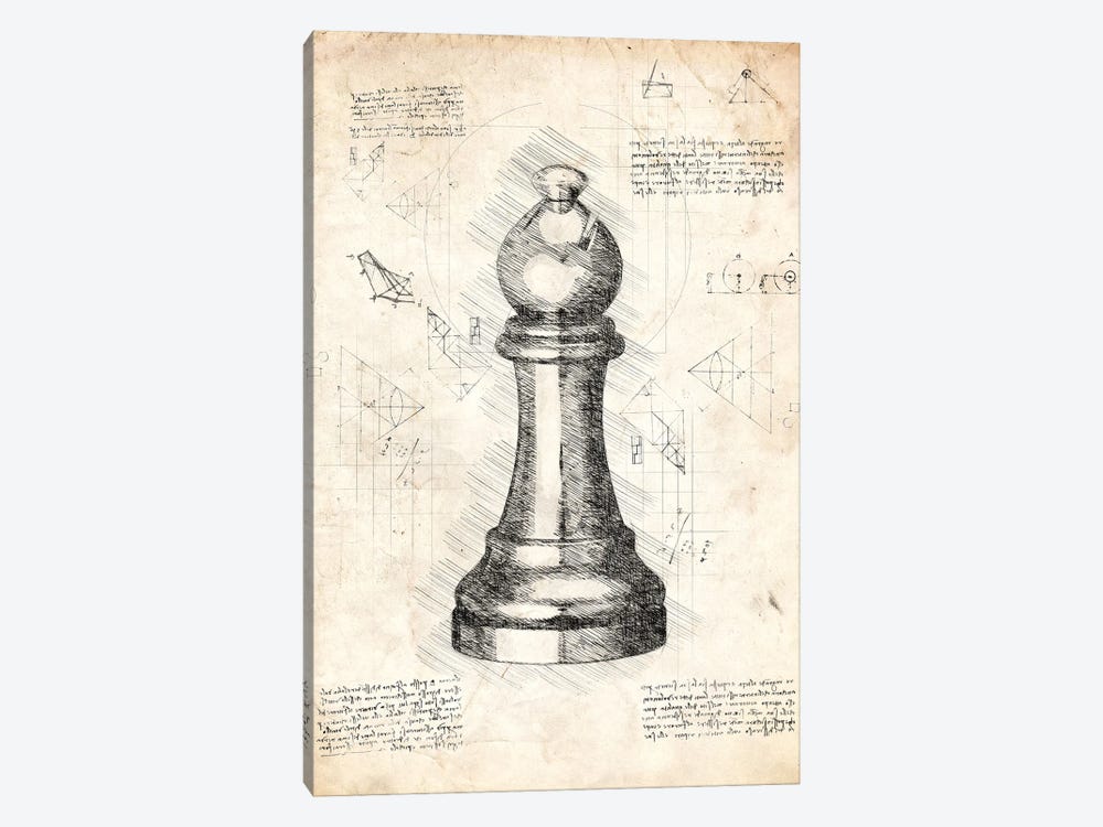 Da Vinci Chess Piece - Bishop by FisherCraft 1-piece Art Print