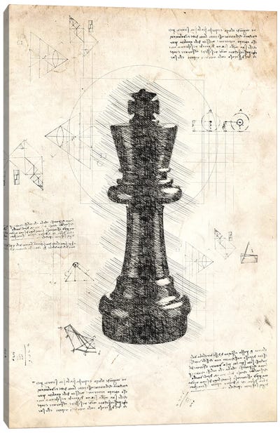 Da Vinci Chess Piece - King Canvas Art Print - Toy & Game Blueprints