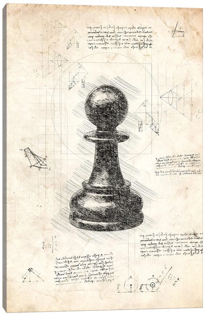 Da Vinci Chess Piece - Pawn Canvas Art Print - Toy & Game Blueprints