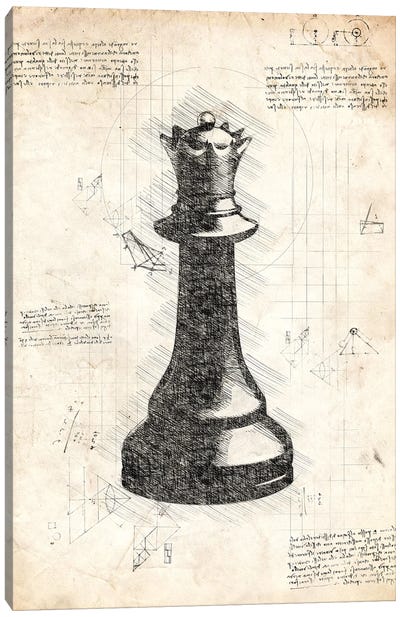 Da Vinci Chess Piece - Queen Canvas Art Print - Cards & Board Games