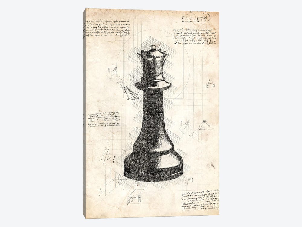 Da Vinci Chess Piece - Queen by FisherCraft 1-piece Canvas Art Print