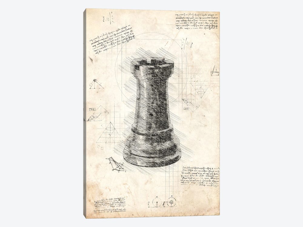 Da Vinci Chess Piece - Rook by FisherCraft 1-piece Canvas Art