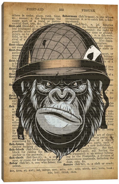 Gorilla Grunt On Old Dictionary Paper Canvas Art Print - FisherCraft