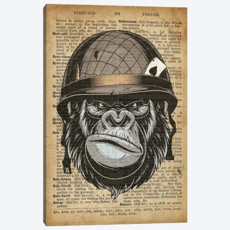 Gorilla Grunt On Old Dictionary Paper Canvas Print #FHC40} by FisherCraft Canvas Print