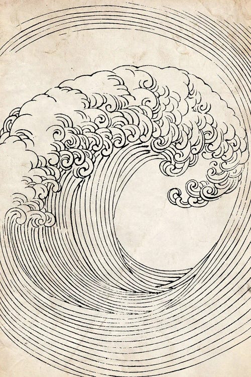 Vintage Zen Wave Sketch