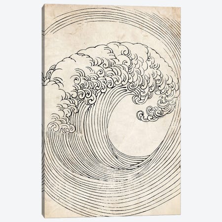 Vintage Zen Wave Sketch Canvas Print #FHC418} by FisherCraft Canvas Wall Art