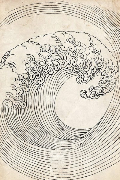 Dark Academia: Vintage Zen Wave Sketch by FisherCraft
