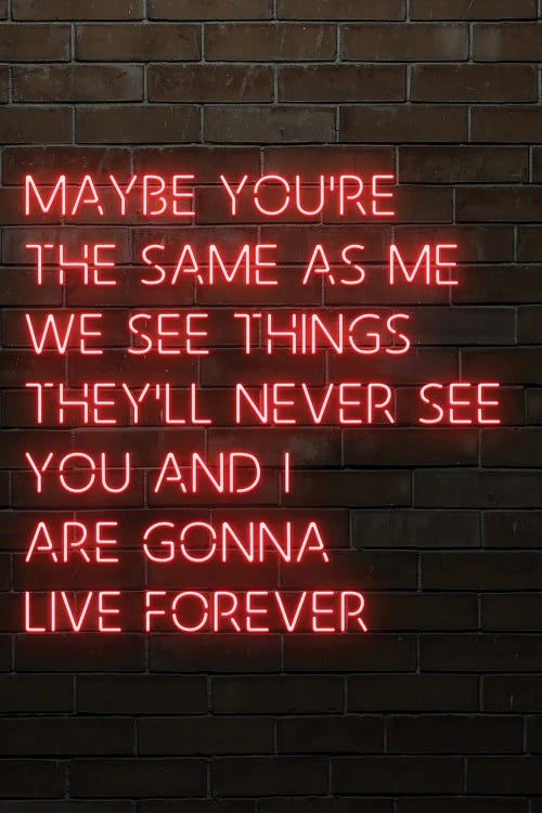 Oasis Live Forever Red Neon