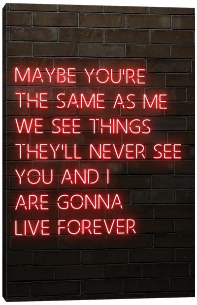 Oasis Live Forever Red Neon Canvas Art Print - Neon Typography