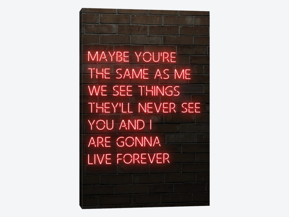Oasis Live Forever Red Neon by FisherCraft 1-piece Canvas Art Print