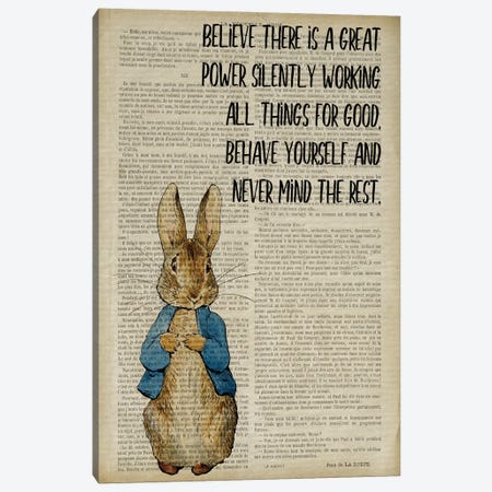Peter Rabbit Believe There Is A Great Power Canvas Print #FHC66} by FisherCraft Canvas Artwork