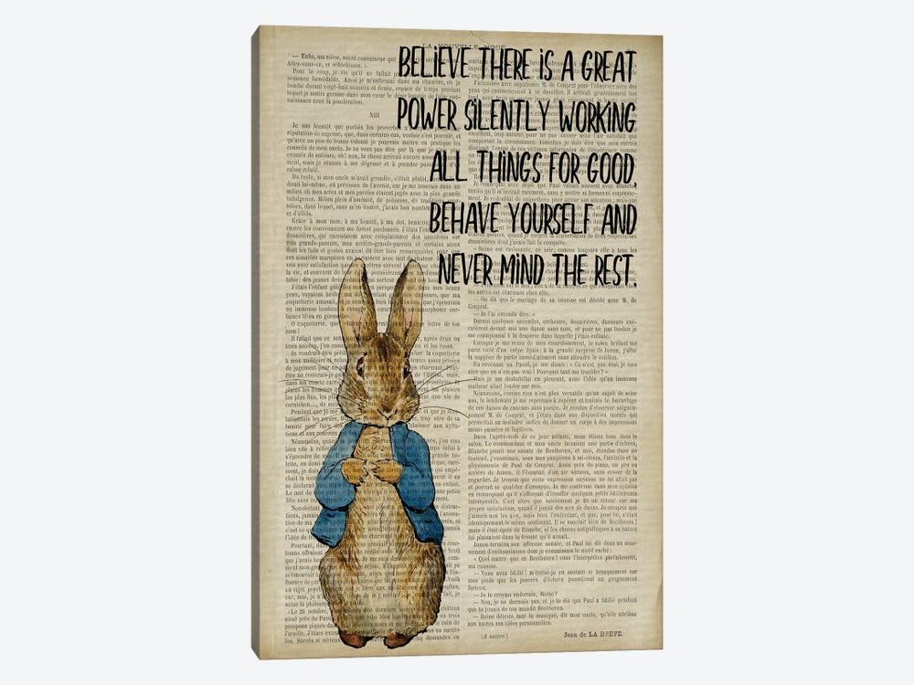 Peter Rabbit Believe There Is A Great Power by FisherCraft 1-piece Canvas Print