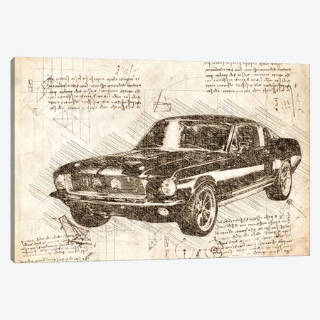 Sepia 1967 Ford Mustang Muscle Car Canvas Print #FHC75} by FisherCraft Canvas Print