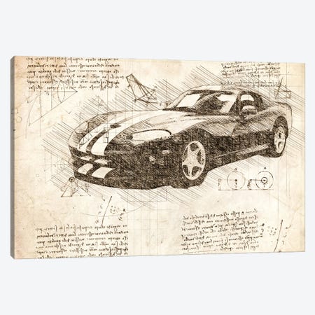 Sepia 2003 Dodge Viper Zb I Muscle Car Canvas Print #FHC78} by FisherCraft Canvas Wall Art
