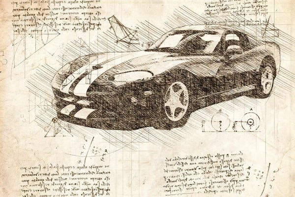 Automobile Blueprints: Sepia 2003 Dodge Viper Zb I Muscle Car by FisherCraft