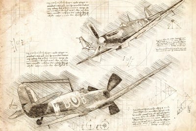 Sepia Raf Spitfire Air Force Aviation Plane by FisherCraft framed wall art