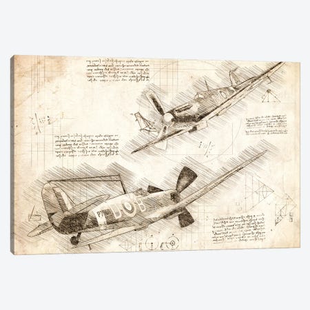 Sepia Raf Spitfire Air Force Aviation Plane Canvas Print #FHC79} by FisherCraft Canvas Artwork