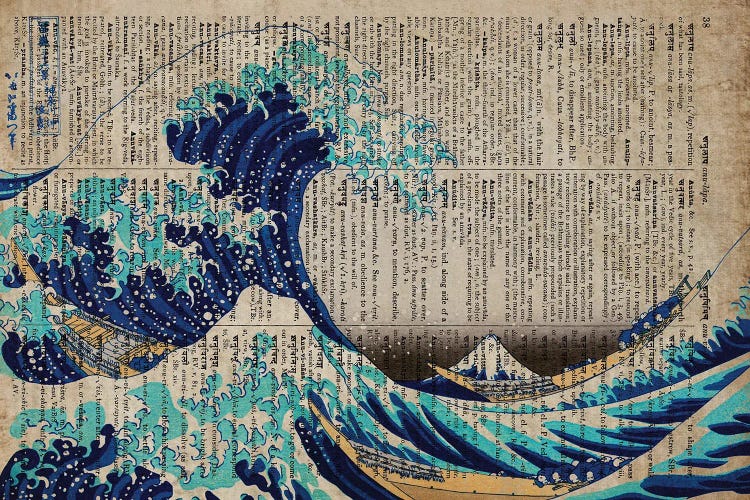 The Great Wave Off Kanagawa On Old Paper