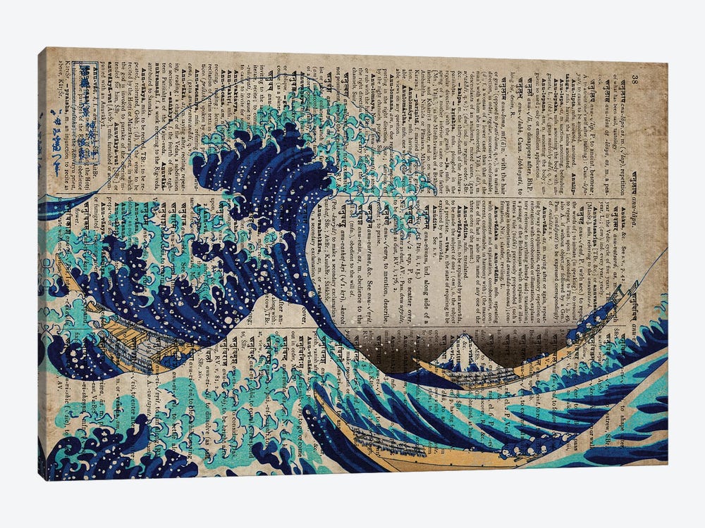 The Great Wave Off Kanagawa On Old Paper by FisherCraft 1-piece Art Print