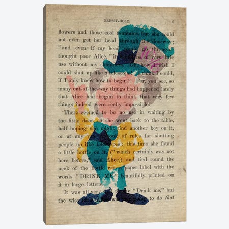The Mad Hatter From Alice In Wonderland Old Page Canvas Print #FHC87} by FisherCraft Canvas Art