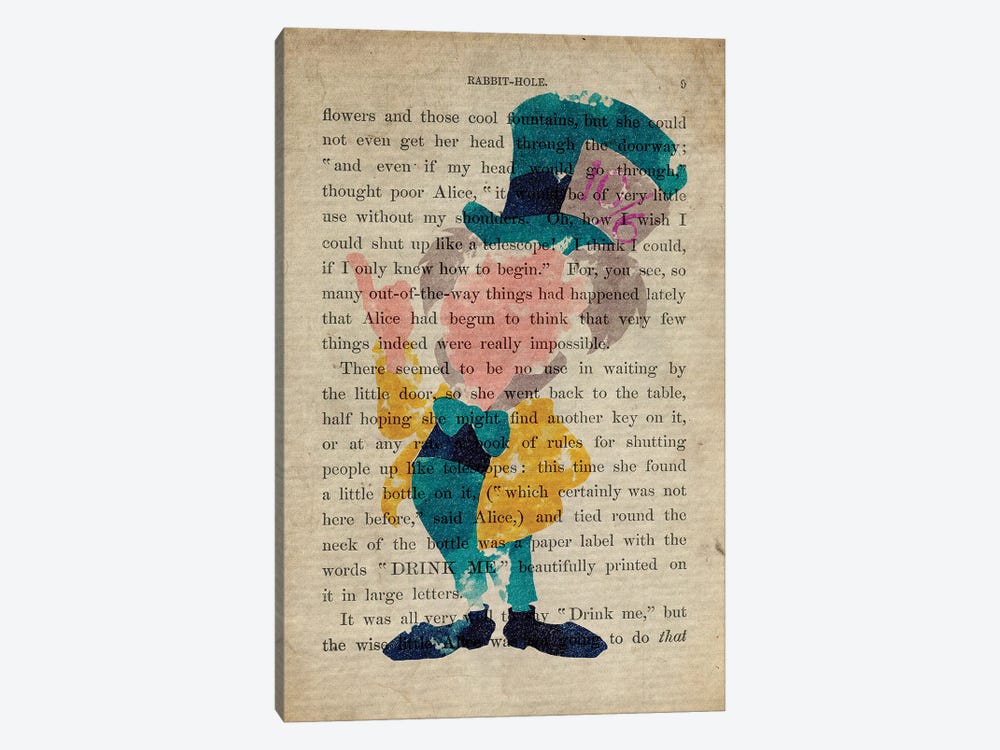 The Mad Hatter From Alice In Wonderland Old Page by FisherCraft 1-piece Canvas Art