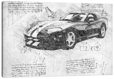 B&W 2003 Dodge Viper Zb I Muscle Car Canvas Art Print - Automobile Blueprints