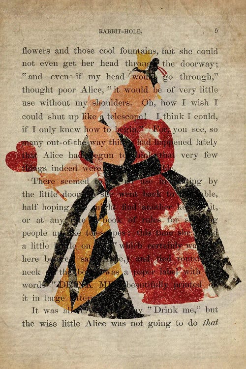 The Queen Of Hearts From Alice In Wonderland Old Page