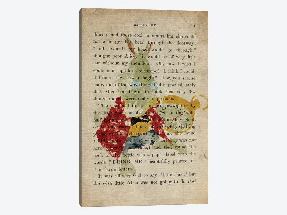 The White Rabbit From Alice In Wonderland Old Page by FisherCraft 1-piece Canvas Wall Art