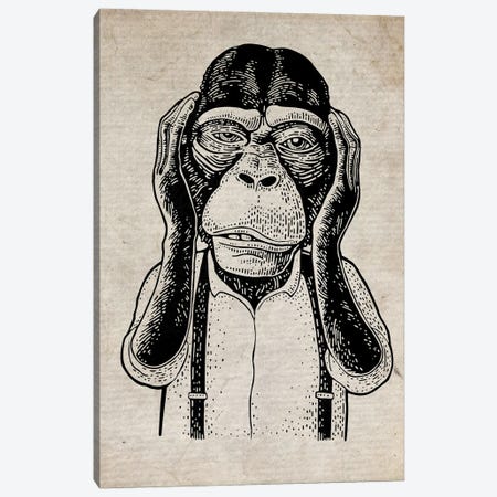 Hear No Evil On Old Paper Canvas Print #FHC97} by FisherCraft Canvas Art Print