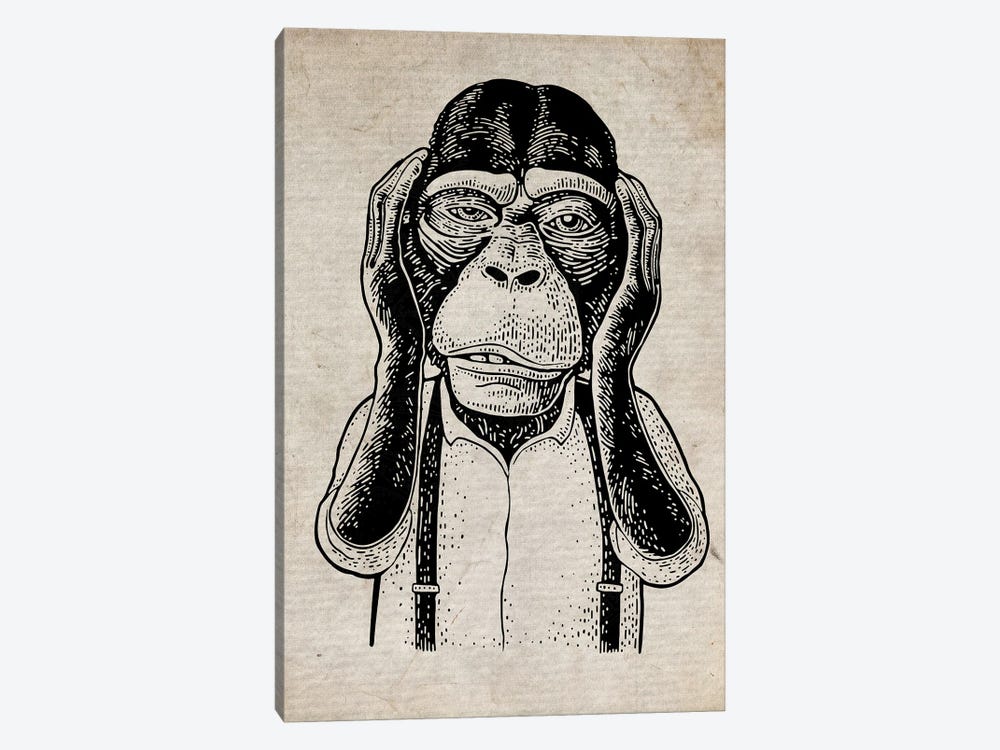 Hear No Evil On Old Paper by FisherCraft 1-piece Canvas Print