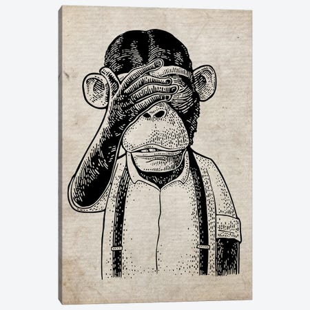 See No Evil On Old Paper Canvas Print #FHC98} by FisherCraft Canvas Wall Art