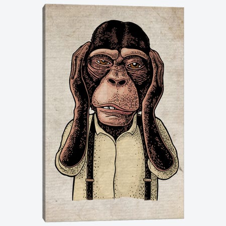 Colour Hear No Evil On Old Paper Canvas Print #FHC99} by FisherCraft Canvas Art