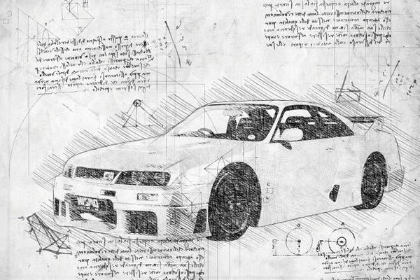 Automobile Blueprints: B&W Nissan Skyline Gt-R Street Car by FisherCraft