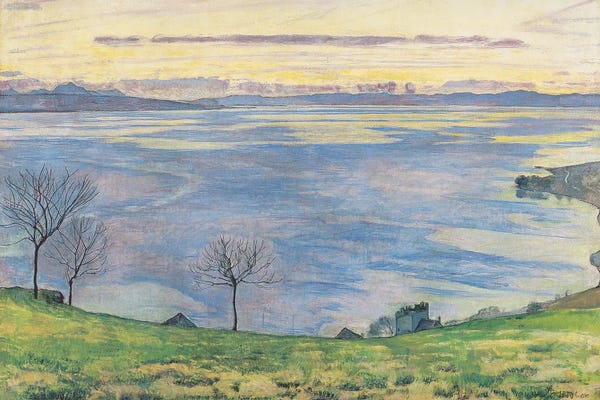 Ferdinand Hodler: Lake Geneva In The Evening As Seen From Chexbres - 1895 by Ferdinand Hodler