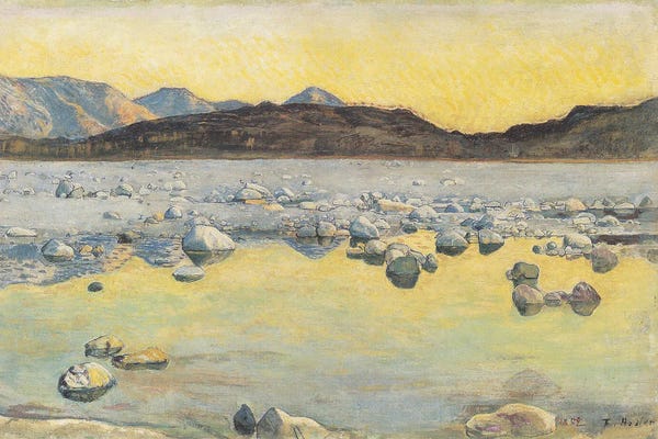 Ferdinand Hodler: Maggia Delta Before Sunrise - 1893 by Ferdinand Hodler