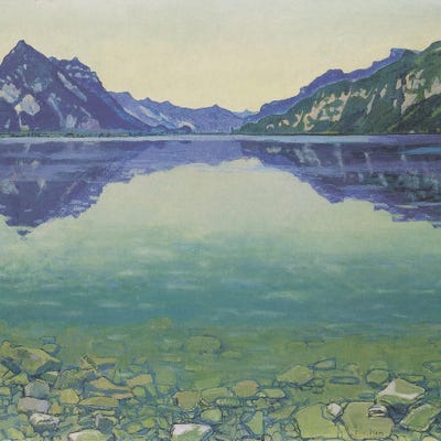 Canvas Print: Lake Thun With Symmetrical Reflection Before Sunrise - 1904 by Ferdinand Hodler - thumbnail