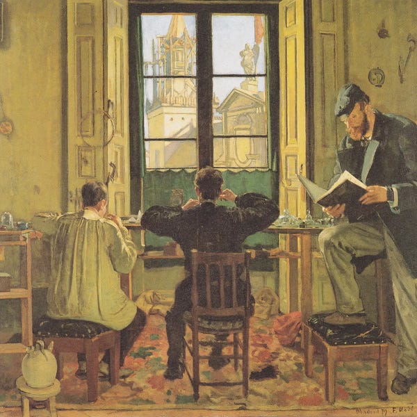Ferdinand Hodler: Watchmaker's Workshop In Madrid - 1879 by Ferdinand Hodler