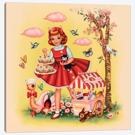 Baking Girl Square Format Canvas Print #FHE5} by Fiona Hewitt Canvas Print