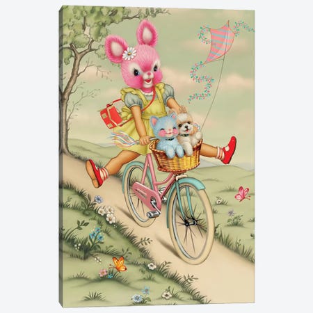 Bunny Bike Canvas Print #FHE6} by Fiona Hewitt Canvas Print