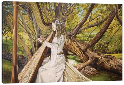 Harpist Of The Valley Canvas Art Print - Fiona Francois
