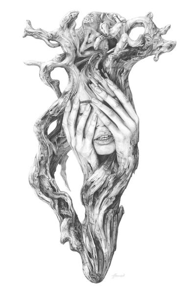 Black & White Drawings & Illustrations: Driftwood Souls III by Fiona Francois